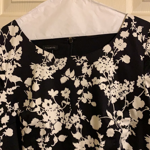 Talbot’s Black and Ivory Print Dress Size 10 - Picture 2 of 9